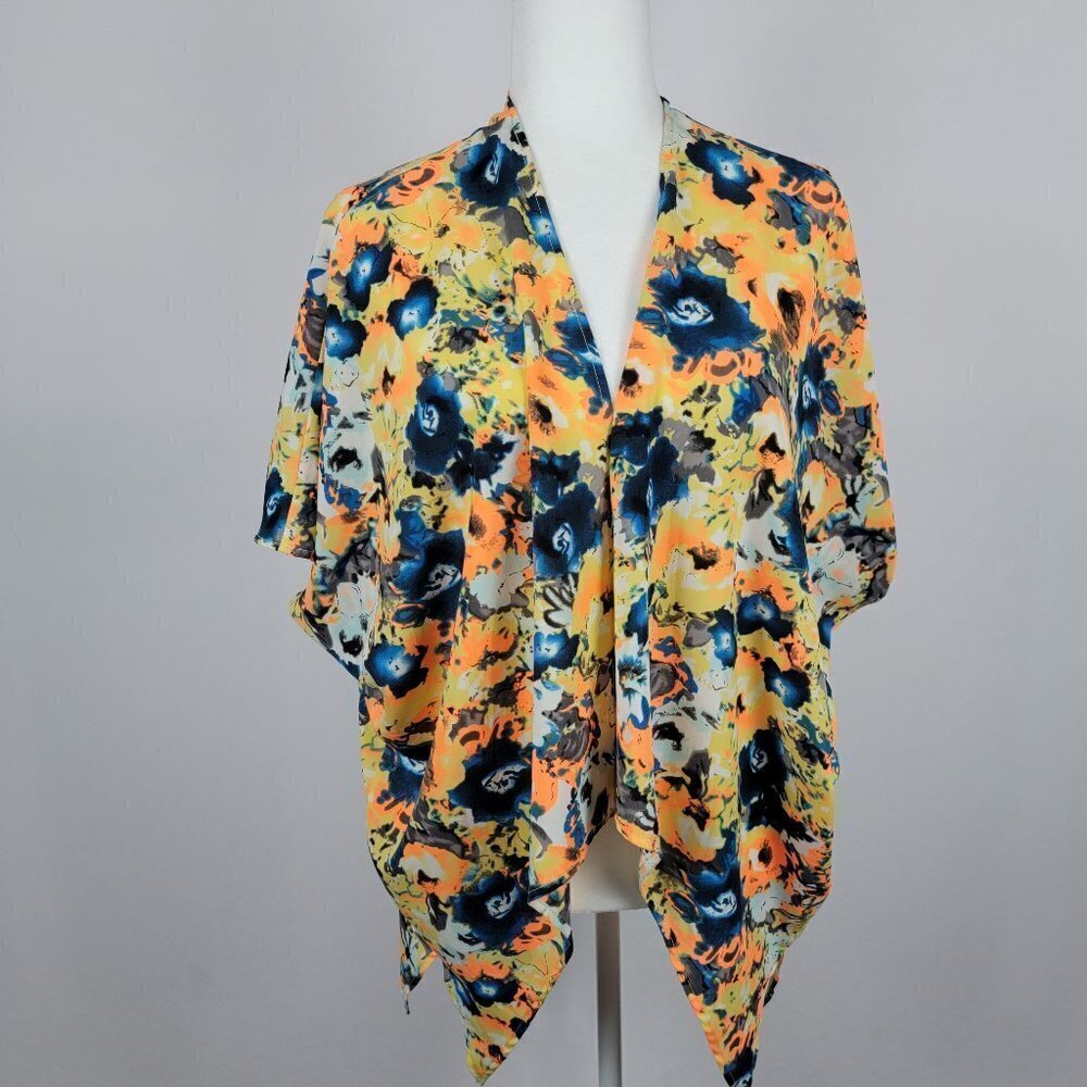 painted threads Open Cardigan Sleeveless Multicolor Watercolor Floral Polyester